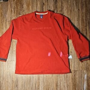 Mens Tommy Hilfiger Vintage Red Fleece 'Hilfiger Denim' Sweatshirt XXL